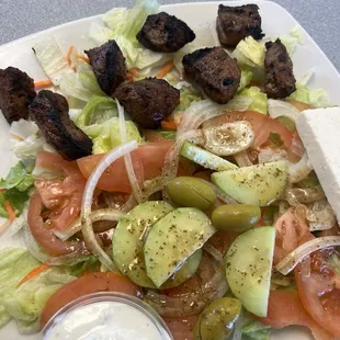 Salad with Meat (Beef Kebab)
