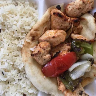 Chicken Kabob with rice
