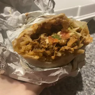 Burrito al Pastor (don&apos;t let the picture fool you, it was delicious and humongous!)