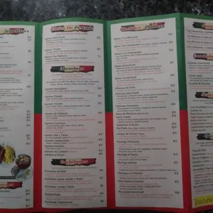 a menu for a mexican restaurant