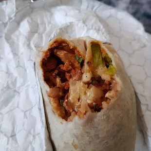 the inside of a burrito