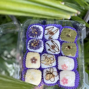 Clockwise from top left: Okinawan sweet potato, chocolate cookie, matcha, coconut macadamia, peanut butter chocolate, kinako