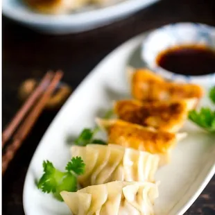 a plate of dumplings
