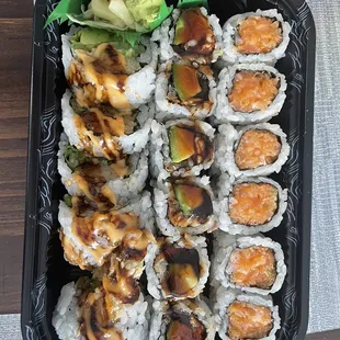 3 Rolls Lunch - Crunchy Spicy Salmon Roll, Eel Avocado Roll, and Shrimp Tempura Roll