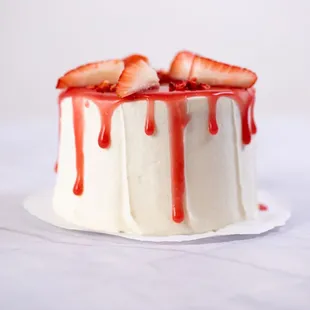 a cake with strawberries on top