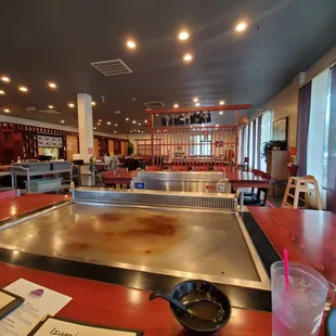 a table with a hot pot on it