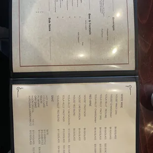 menu