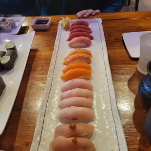 sashimi, sushi, sushi and sashimi, food