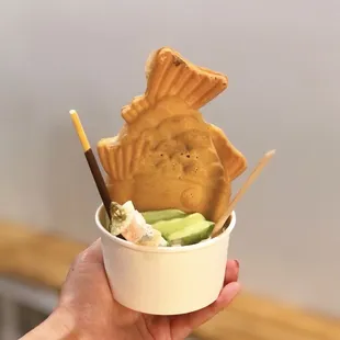 Matcha and Hojicha Soft Serve with Taiyaki