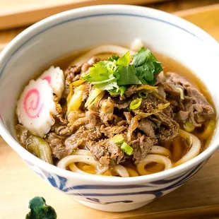 Beef udon noodle soup