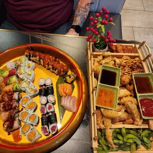 sashimi, sushi, sushi and sashimi, food