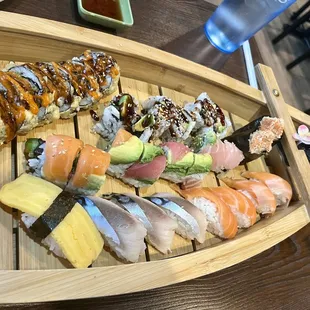 Time bomb, eel avocado, and rainbow roll.