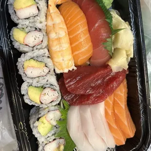 Sashimi lunch combo with California roll - so fresh
