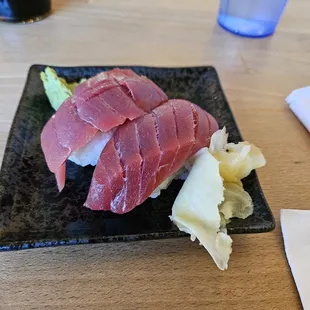 Thick, super fresh and tasty Maguro Nigiri.