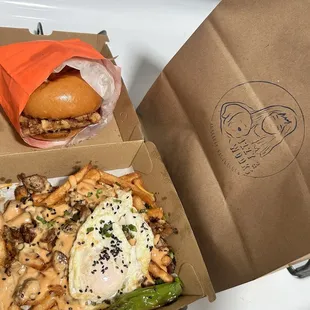 Mochiko Chicken Sandwich &amp; Sisig Fries