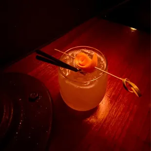 a drink in a glass with a straw