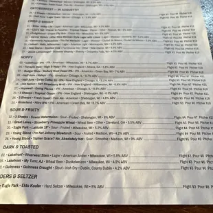 Too late. Drank the beer. Here's the menu! Great happy hour!