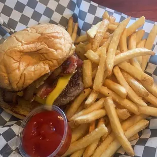 Brunch burger and fries
