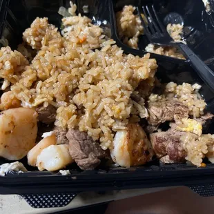 I ate this so fast already getting full I had one tail shrimp and steak. Made by the gods