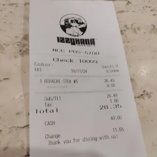 Receipt to prove how much I paid for this trash