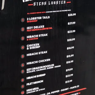 Izzy Catering Truck Menu