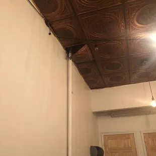 Many places on the ceiling where it's falling off