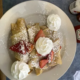 Strawberry stuffed crepe