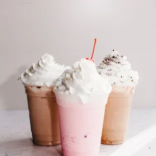 Strawberry, Nescafé, and Nutella Milkshakes