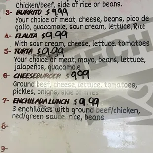 Menu Prices 1/2/25