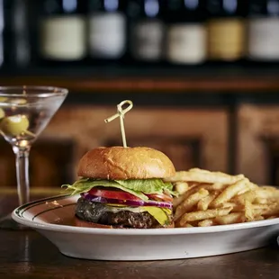 a burger and french fries