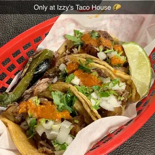 a basket of tacos