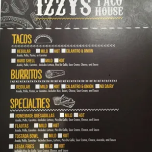 menu