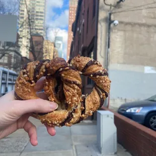 Chocolate pretzel croissant