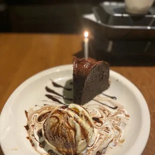 Special Triple Chocolate Cake with Vanilla Ice Cream