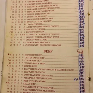 sushi and sashimi, menu