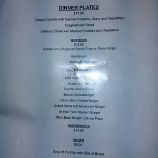 the menu