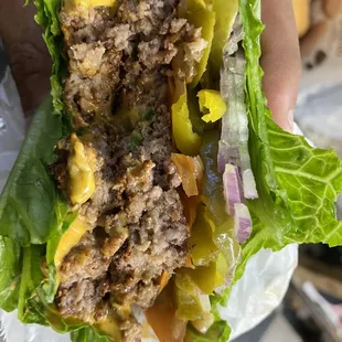 And that is my double double cheeseburger lettuce wrap so yummy