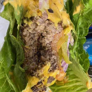 My double double cheeseburger with lettuce wrap