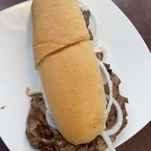 Steak sandwich.