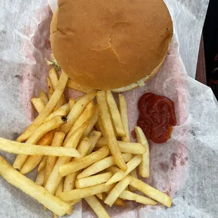 Burger and fries.