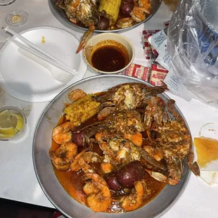 Blue Crab special pound of blue crab half a pound of shrimp corn and potatoes