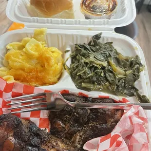 Chicken Plate with Collard Greens and Mac