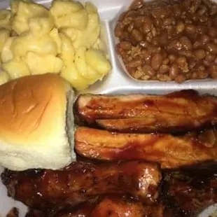 2way BRISKET n RIBS w/Baked beans and Mac n Cheese
