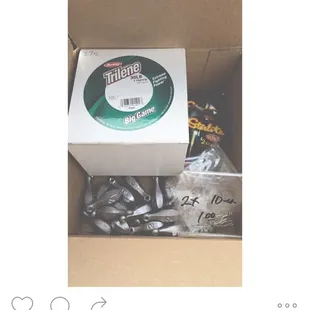 Line, led, glow sticks &amp; hook stocked up thanks to my boyfriend for overnight fishing!