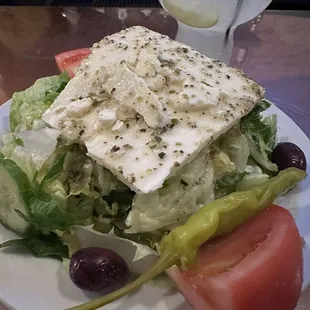 a salad with feta cheese