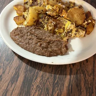 Chorizo and potatoes with eggs