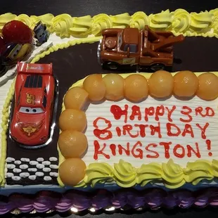 Cars Theme - 1/4 Sheet Chocolate Mousse Cake