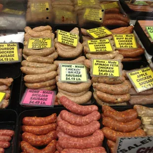 a variety of sausages