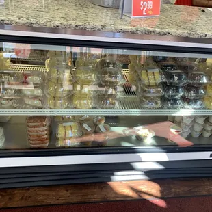 Display case full of desserts