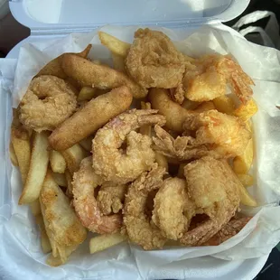 Medium shrimp &amp; double fries